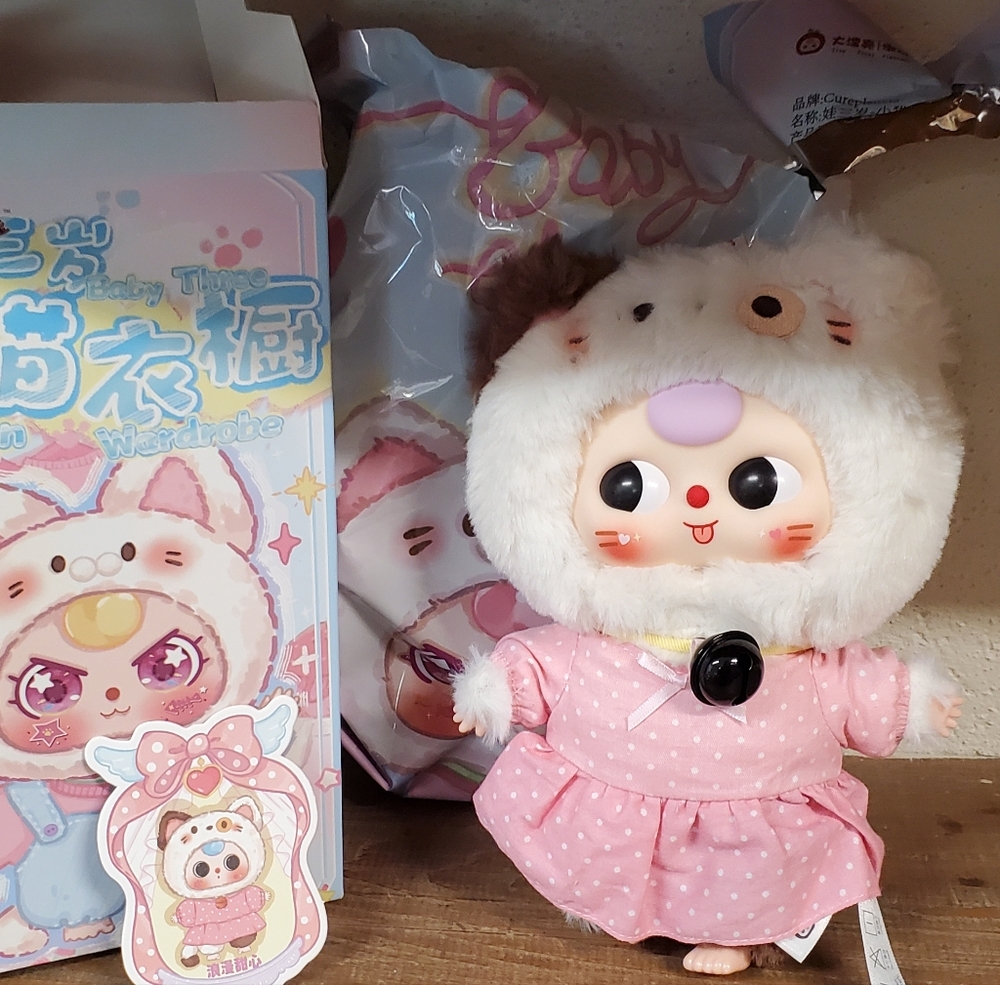 New Out Of Box Baby Three Kitten Wardrobe Pink Dress KITTEN - Picture 2 of 10